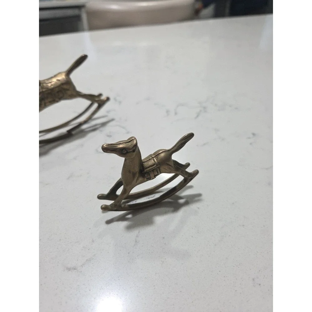 Vintage Brass Rocking Horse Figurines Set of 2